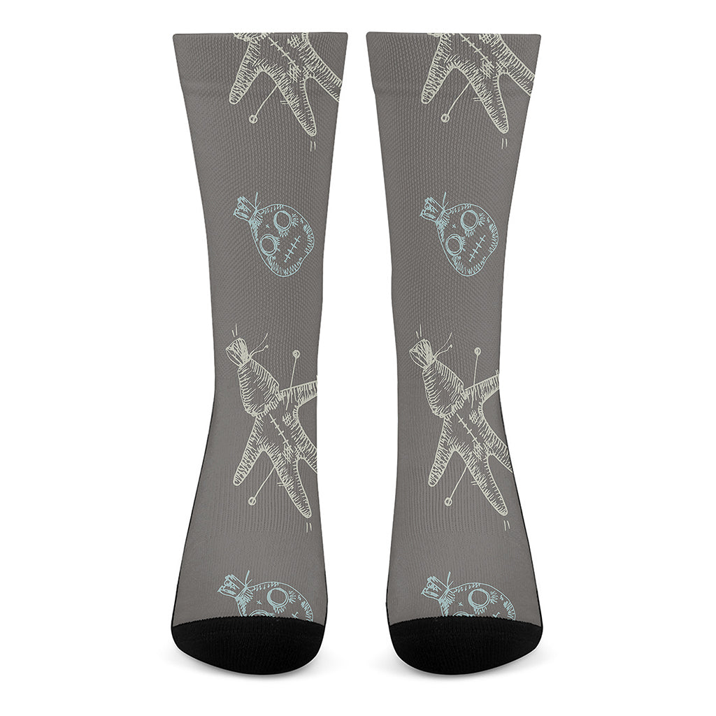 Cartoon Voodoo Doll Pattern Print Crew Socks