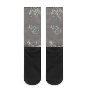 Cartoon Voodoo Doll Pattern Print Crew Socks