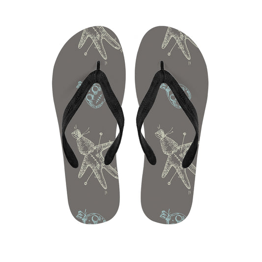Cartoon Voodoo Doll Pattern Print Flip Flops