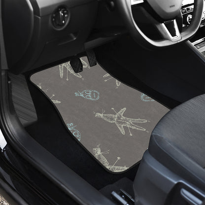 Cartoon Voodoo Doll Pattern Print Front Car Floor Mats