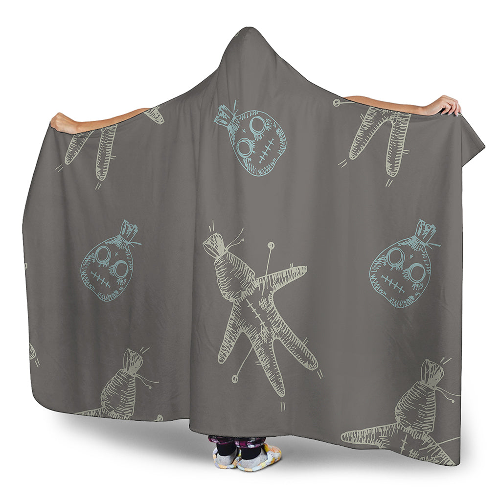 Cartoon Voodoo Doll Pattern Print Hooded Blanket