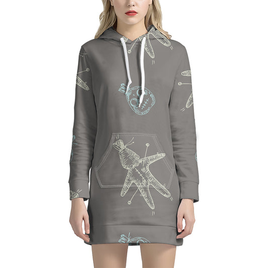 Cartoon Voodoo Doll Pattern Print Hoodie Dress