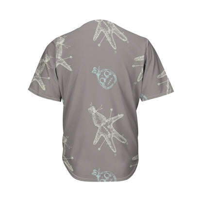 Cartoon Voodoo Doll Pattern Print Men's Baseball Jersey