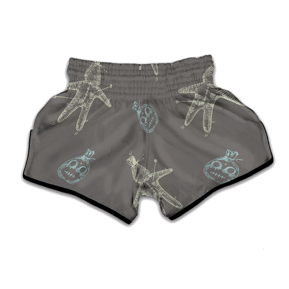 Cartoon Voodoo Doll Pattern Print Muay Thai Boxing Shorts