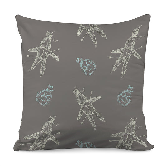 Cartoon Voodoo Doll Pattern Print Pillow Cover