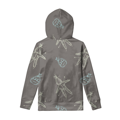 Cartoon Voodoo Doll Pattern Print Pullover Hoodie