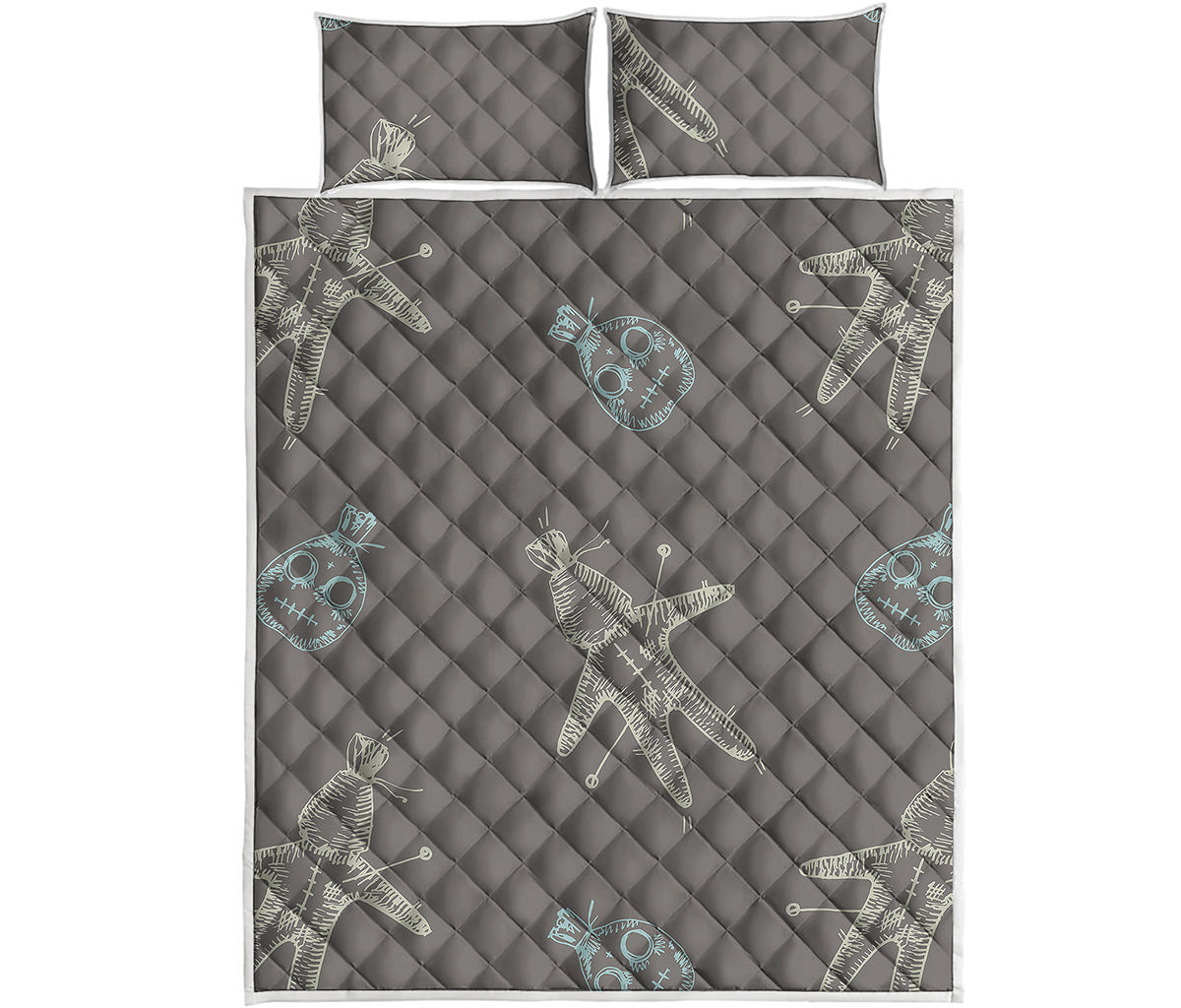 Cartoon Voodoo Doll Pattern Print Quilt Bed Set