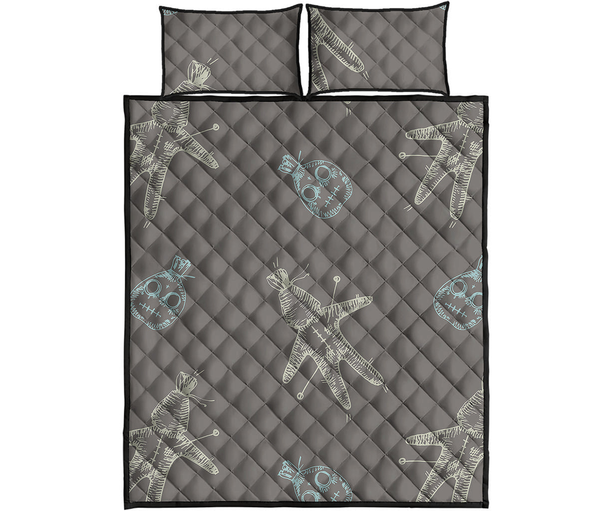 Cartoon Voodoo Doll Pattern Print Quilt Bed Set
