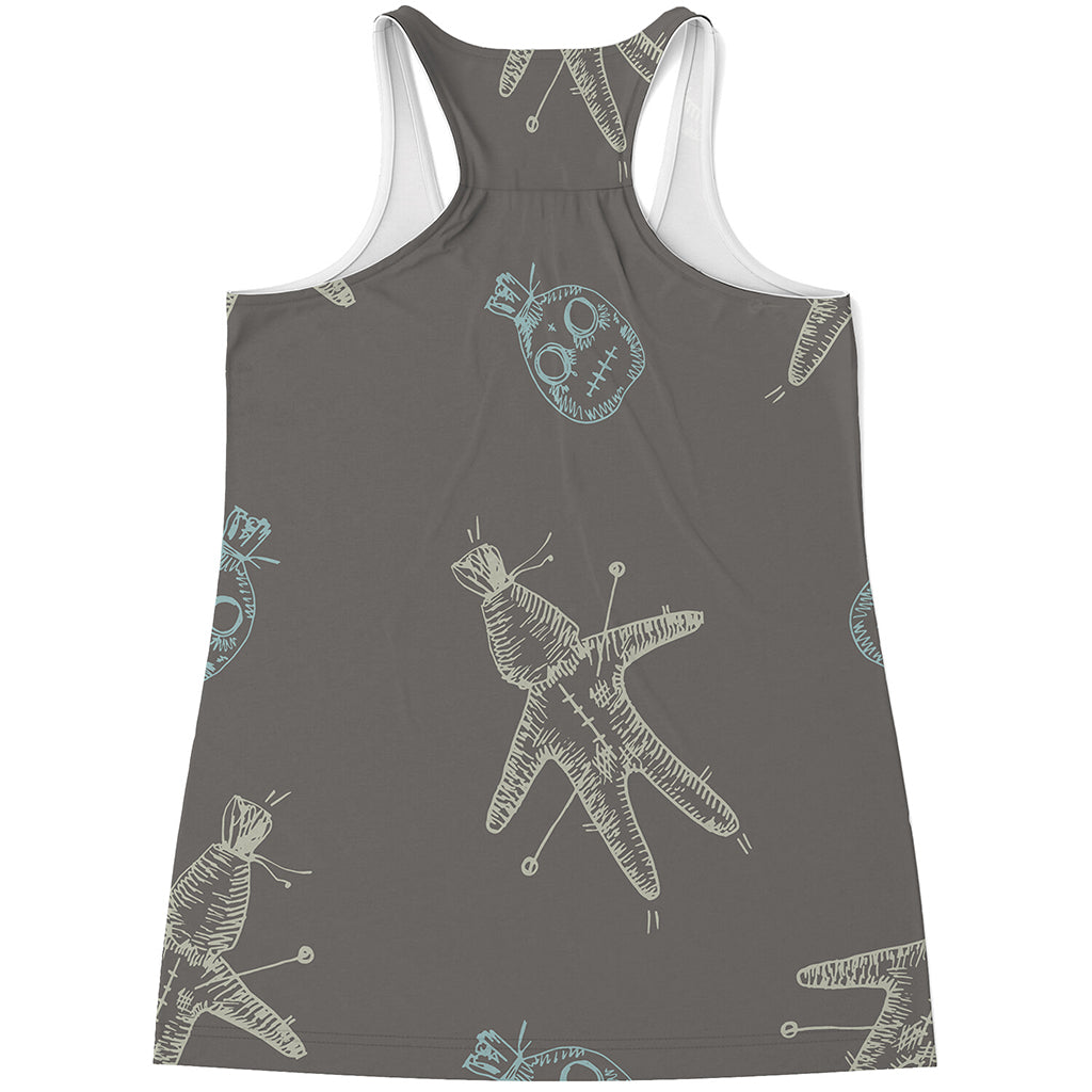 Cartoon Voodoo Doll Pattern Print Women's Racerback Tank Top