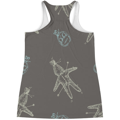 Cartoon Voodoo Doll Pattern Print Women's Racerback Tank Top