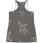 Cartoon Voodoo Doll Pattern Print Women's Racerback Tank Top