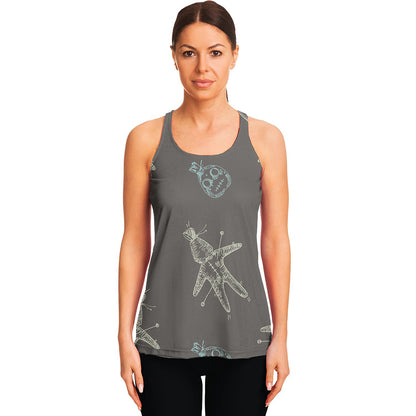 Cartoon Voodoo Doll Pattern Print Women's Racerback Tank Top