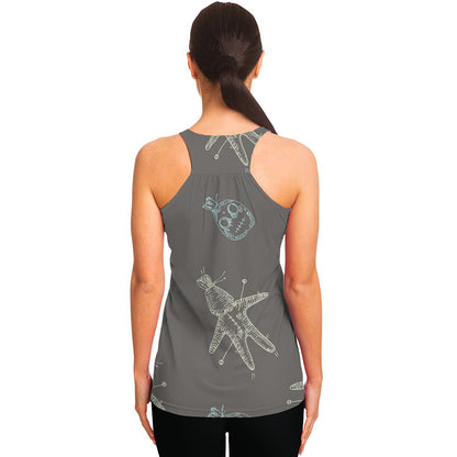 Cartoon Voodoo Doll Pattern Print Women's Racerback Tank Top
