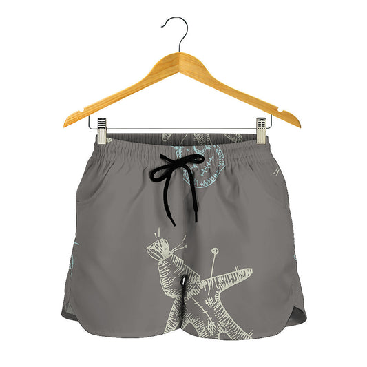 Cartoon Voodoo Doll Pattern Print Women's Shorts