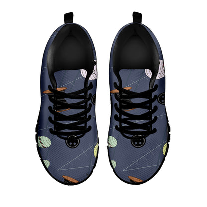 Cartoon Voodoo Doll Print Black Sneakers