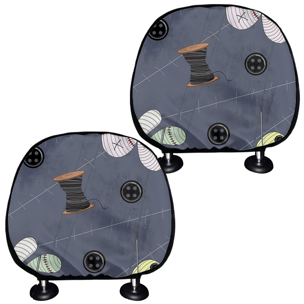 Cartoon Voodoo Doll Print Car Headrest Covers