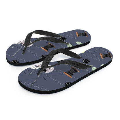 Cartoon Voodoo Doll Print Flip Flops