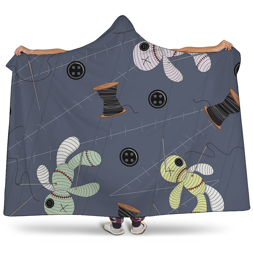 Cartoon Voodoo Doll Print Hooded Blanket