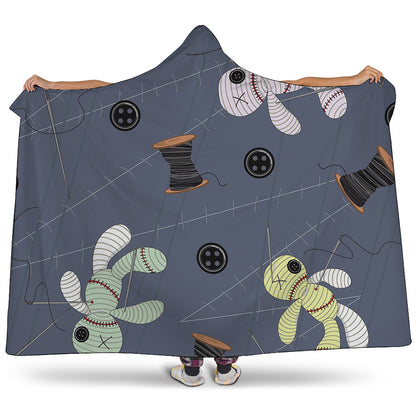 Cartoon Voodoo Doll Print Hooded Blanket
