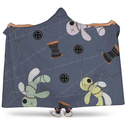 Cartoon Voodoo Doll Print Hooded Blanket