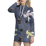 Cartoon Voodoo Doll Print Hoodie Dress