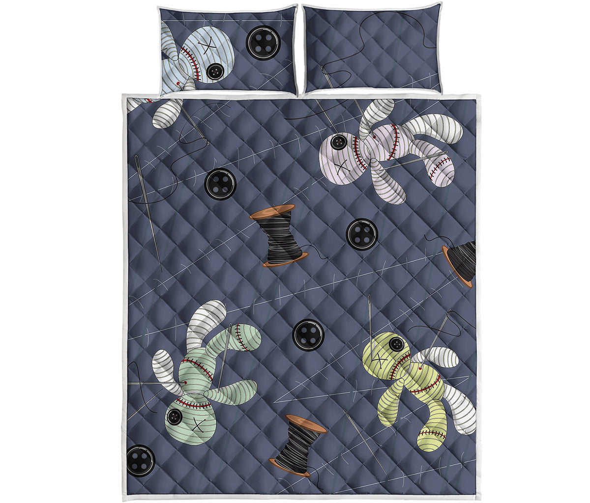 Cartoon Voodoo Doll Print Quilt Bed Set