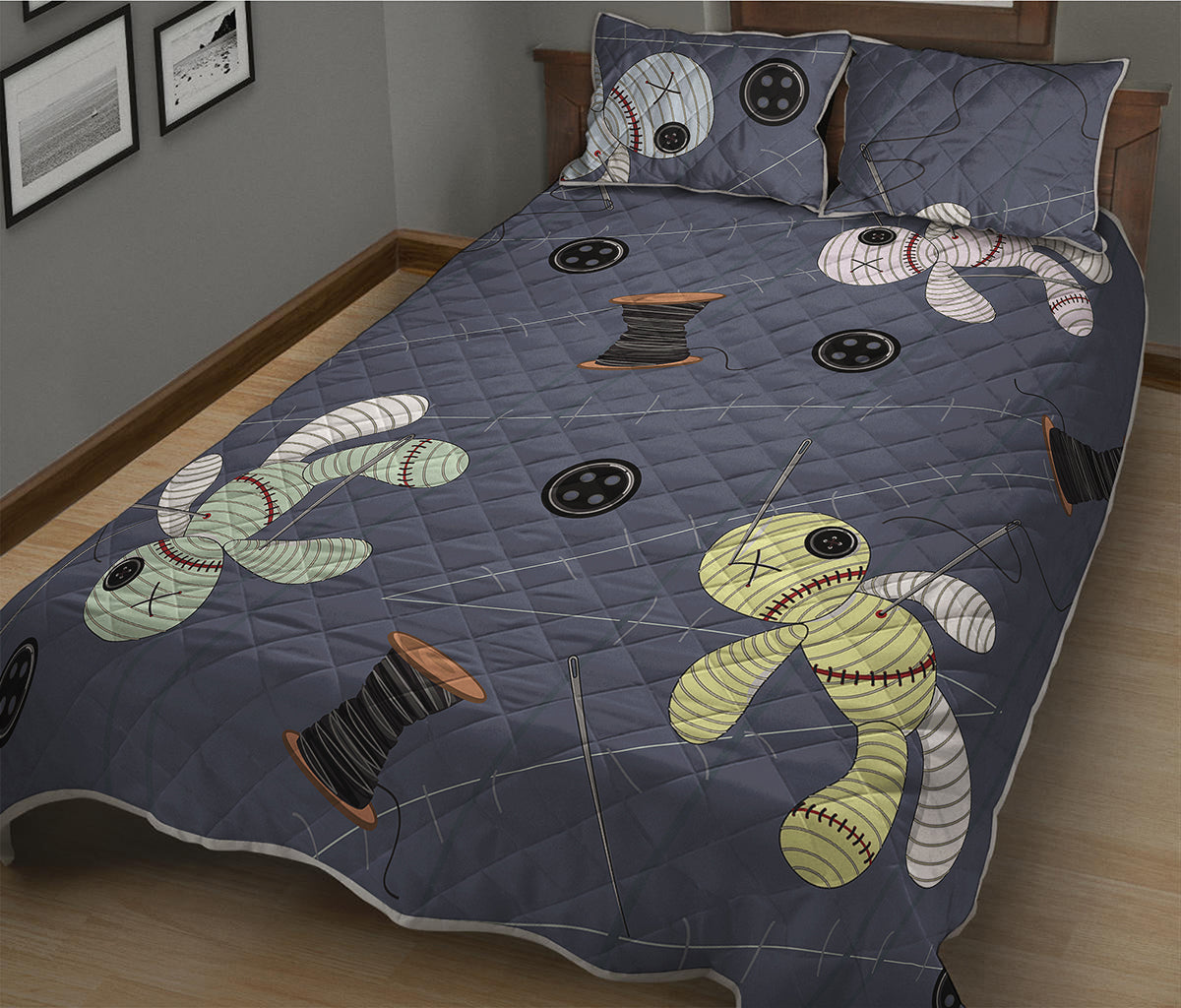 Cartoon Voodoo Doll Print Quilt Bed Set