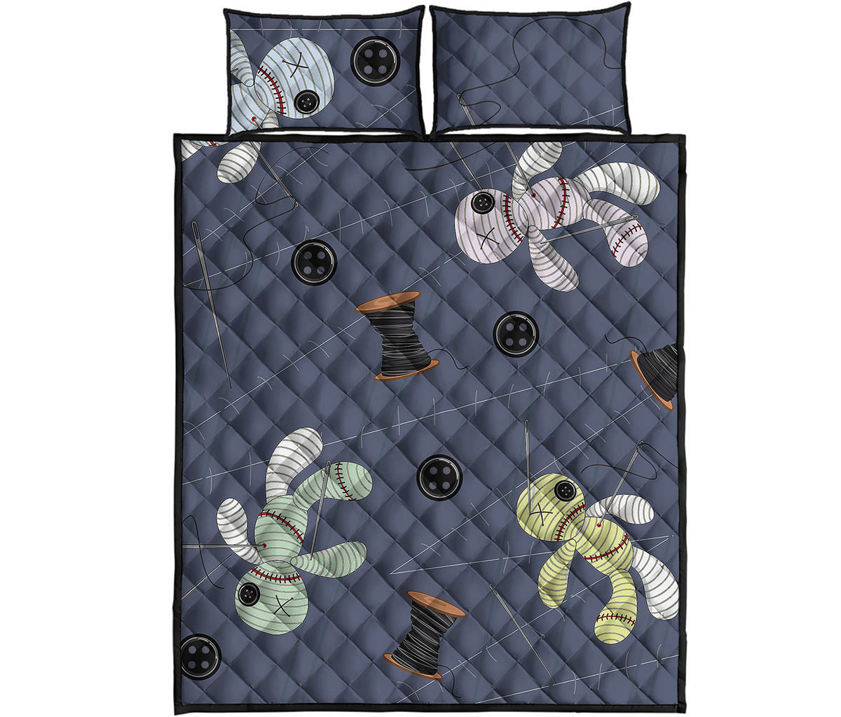 Cartoon Voodoo Doll Print Quilt Bed Set