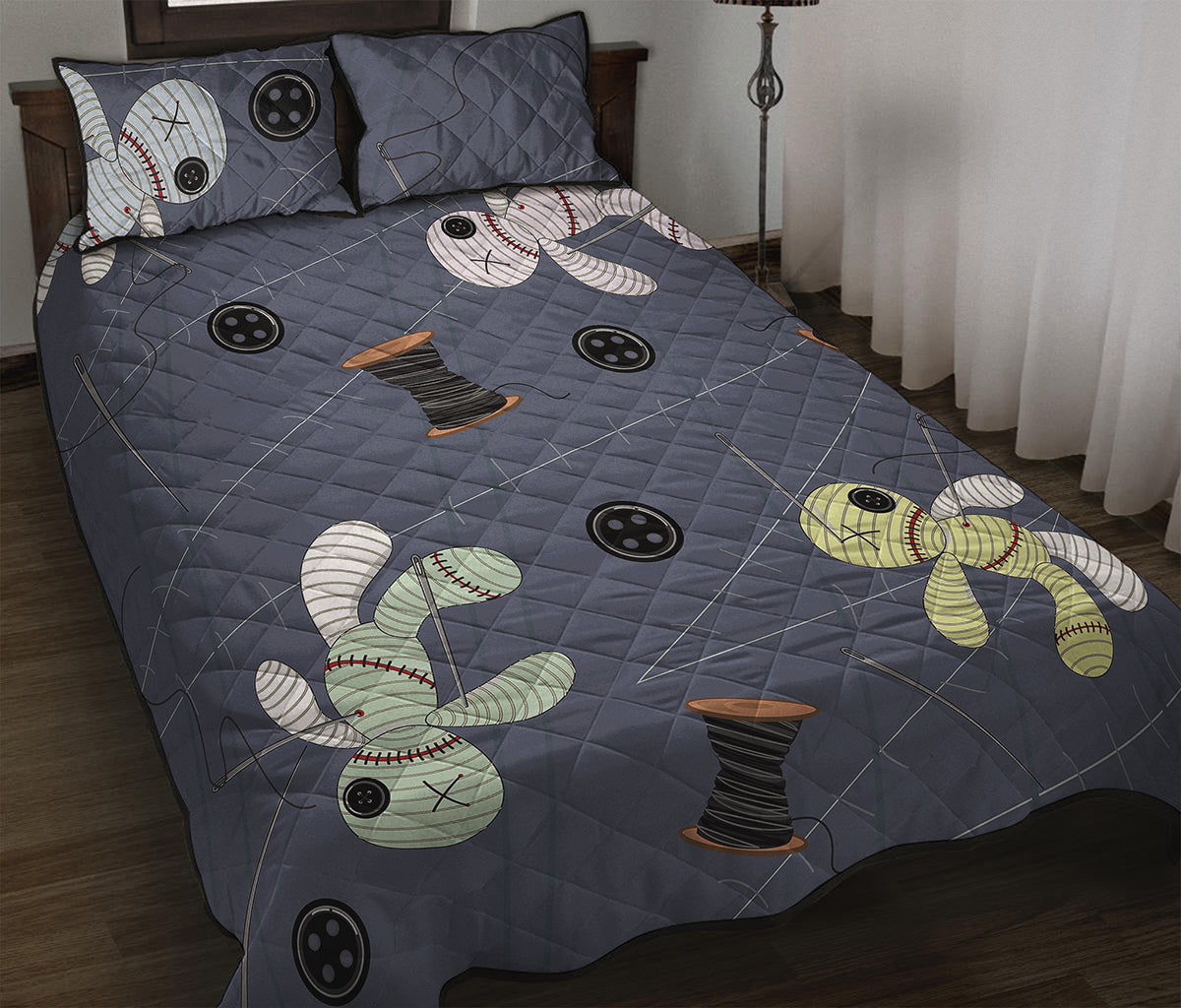 Cartoon Voodoo Doll Print Quilt Bed Set