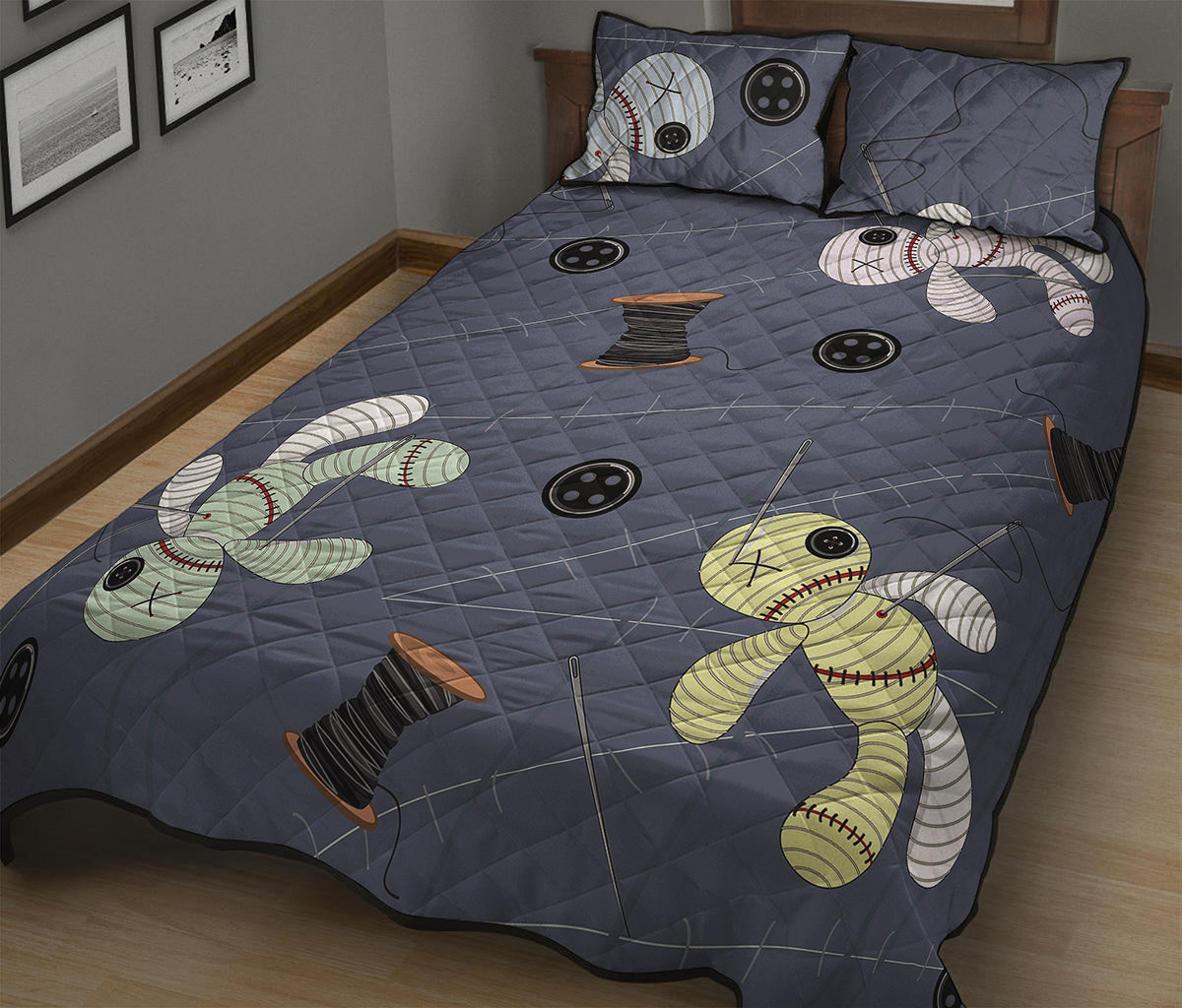 Cartoon Voodoo Doll Print Quilt Bed Set