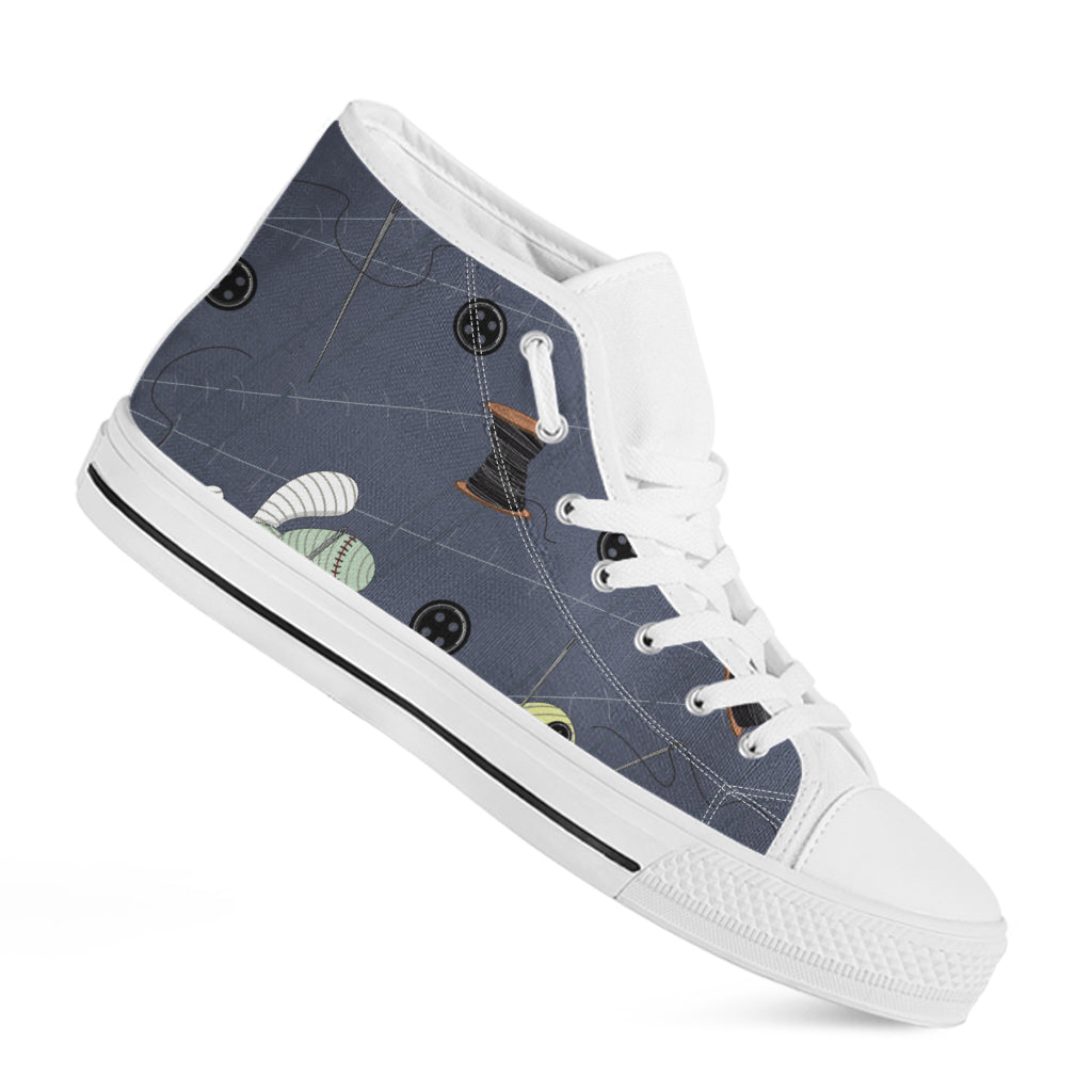 Cartoon Voodoo Doll Print White High Top Shoes