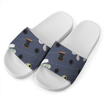 Cartoon Voodoo Doll Print White Slide Sandals