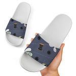 Cartoon Voodoo Doll Print White Slide Sandals