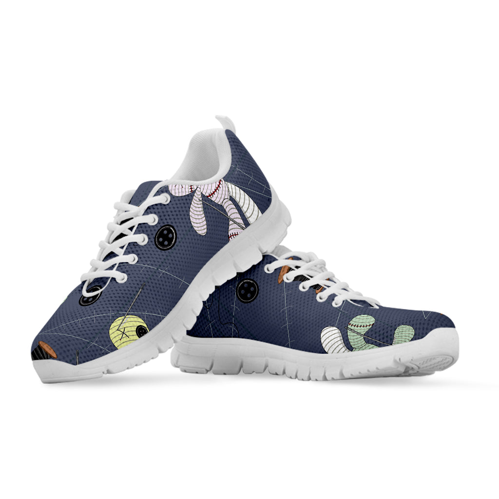 Cartoon Voodoo Doll Print White Sneakers