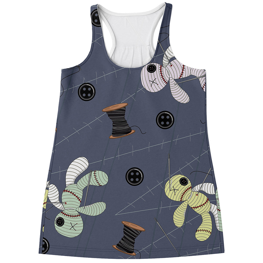 Cartoon Voodoo Doll Print Women's Racerback Tank Top