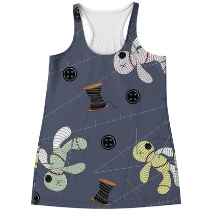 Cartoon Voodoo Doll Print Women's Racerback Tank Top