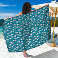 Cartoon White Shark Pattern Print Beach Sarong Wrap