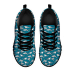 Cartoon White Shark Pattern Print Black Sneakers