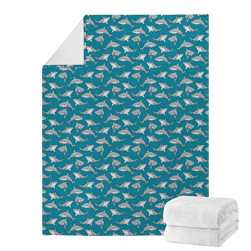 Cartoon White Shark Pattern Print Blanket