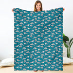 Cartoon White Shark Pattern Print Blanket