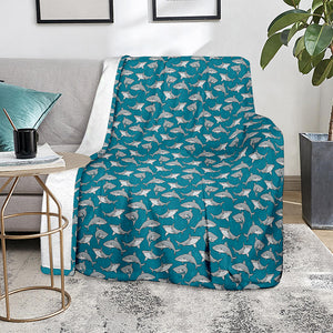 Cartoon White Shark Pattern Print Blanket