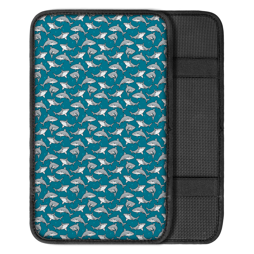 Cartoon White Shark Pattern Print Car Center Console Cover