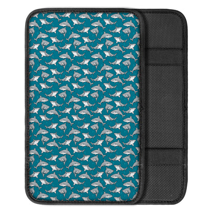 Cartoon White Shark Pattern Print Car Center Console Cover