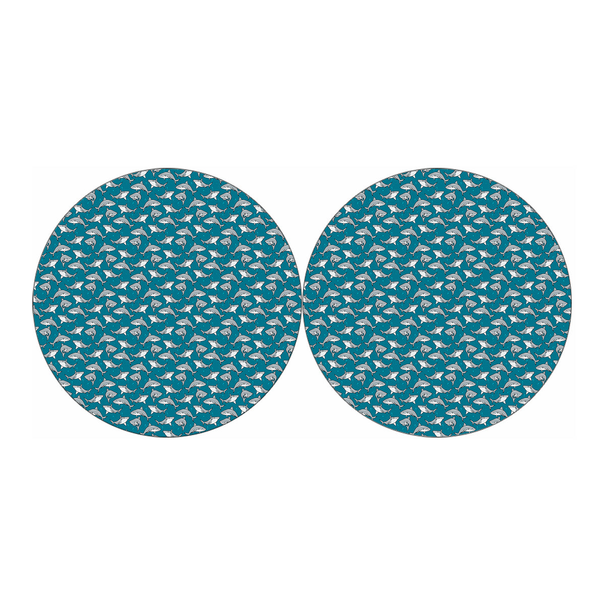 Cartoon White Shark Pattern Print Car Coasters