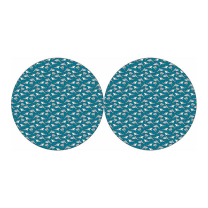 Cartoon White Shark Pattern Print Car Coasters
