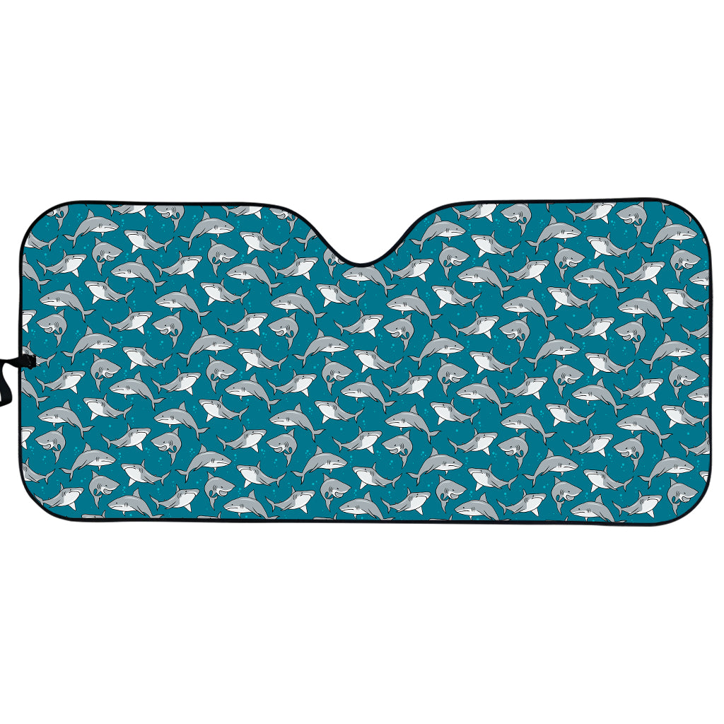 Cartoon White Shark Pattern Print Car Sun Shade