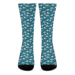 Cartoon White Shark Pattern Print Crew Socks