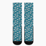 Cartoon White Shark Pattern Print Crew Socks