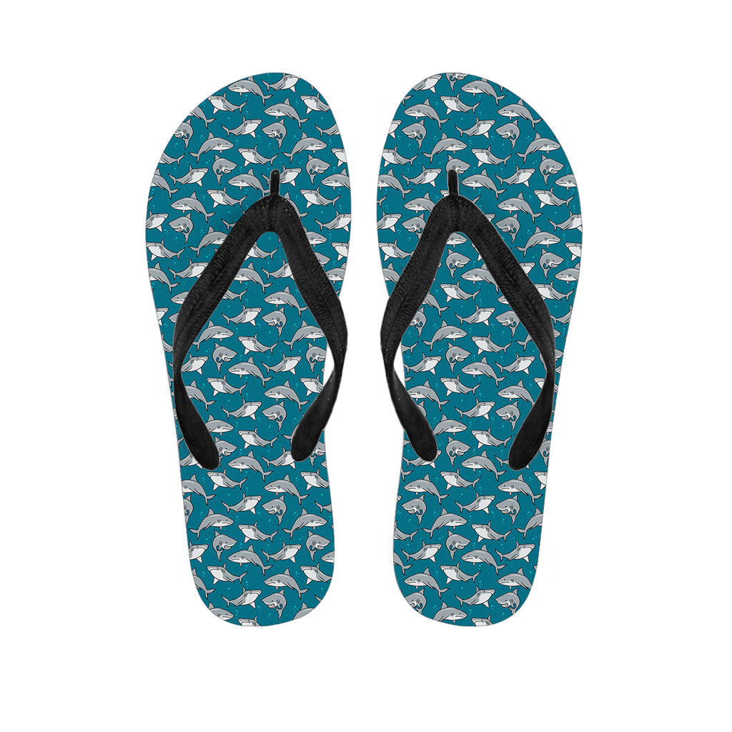 Cartoon White Shark Pattern Print Flip Flops