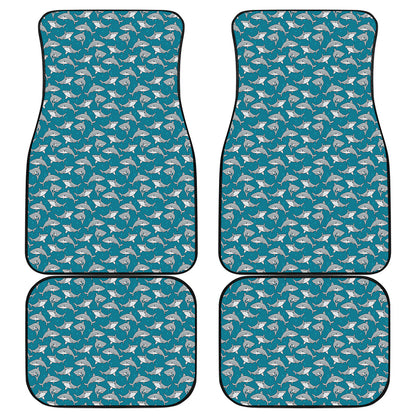 Cartoon White Shark Pattern Print Front and Back Car Floor Mats